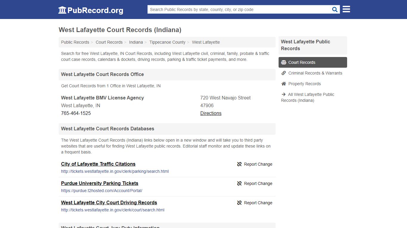 Free West Lafayette Court Records (Indiana Court Records)