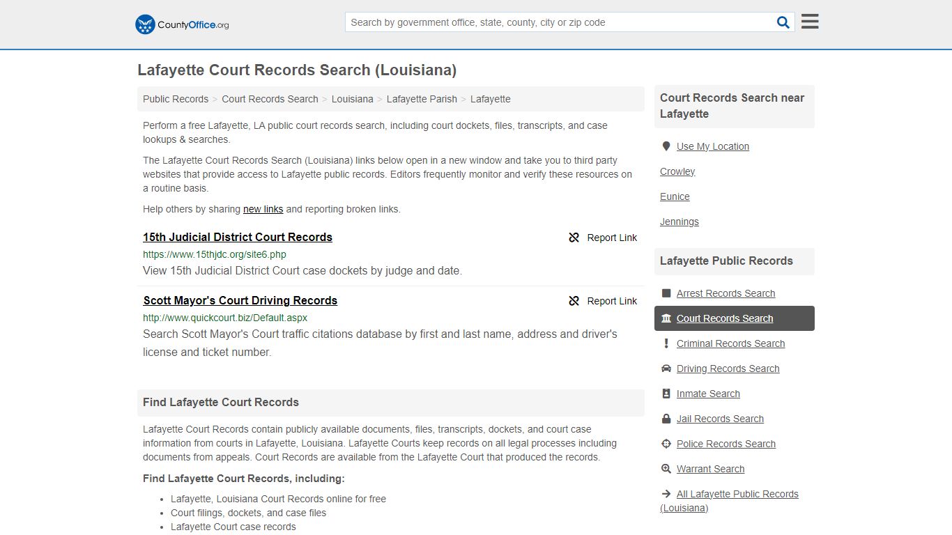 Court Records Search - Lafayette, LA (Adoptions, Criminal, Child ...